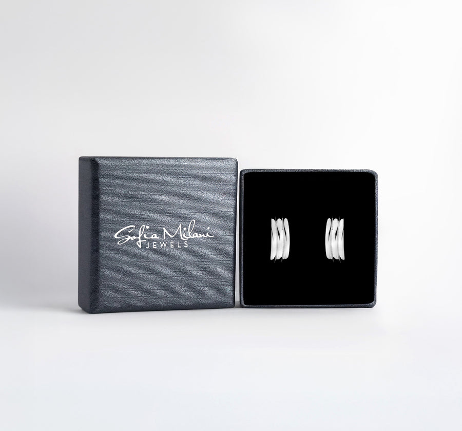 Boxansicht von Trilling Steck Creolen in 925 Silber von Sofia Milani - E2932