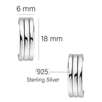 Maßenansicht von Trilling Steck Creolen in 925 Silber von Sofia Milani - E2932