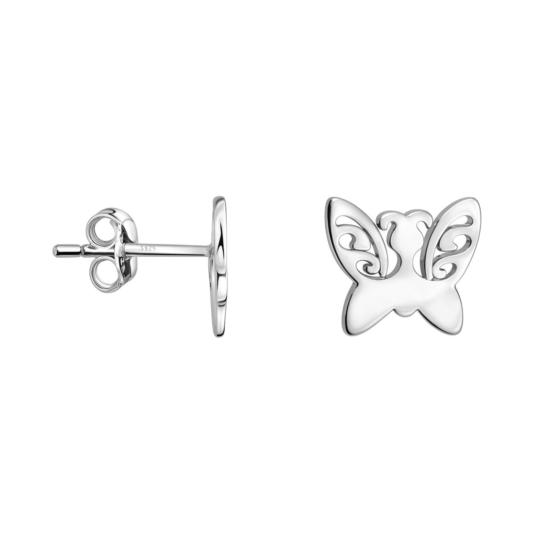 Haupt- und Seitenansicht von Schmetterling Ohrstecker in 925 Silber von Sofia Milani - E2936