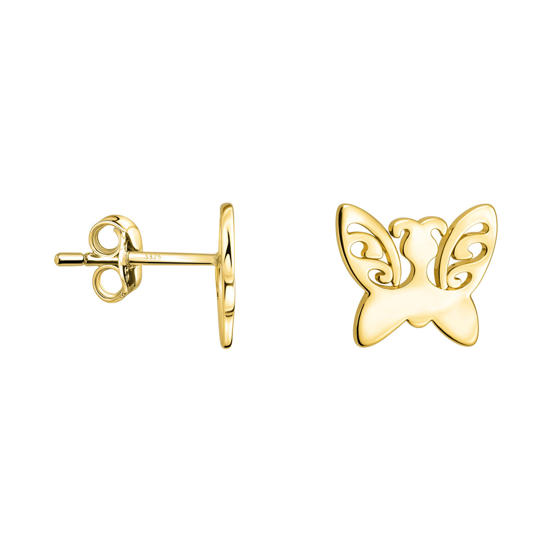 Haupt- und Seitenansicht von Schmetterling Ohrstecker in 925 Silber von Sofia Milani - E2937