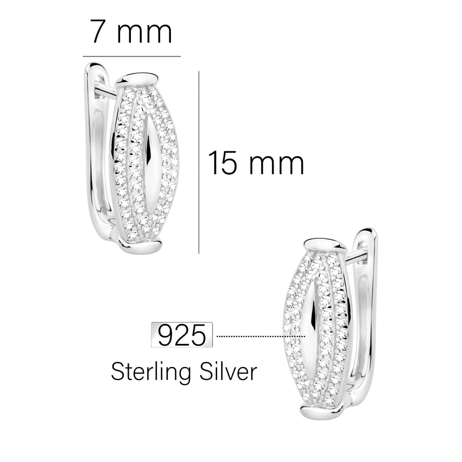 Maßenansicht von Zirkonia Ohrstecker in 925 Silber von Sofia Milani - E2938