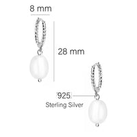Maßenansicht von Perlen Ohrhänger in 925 Silber von Sofia Milani - E2940