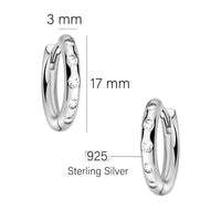 Maßenansicht von Zirkonia Creolen in 925 Silber von Sofia Milani - E2950