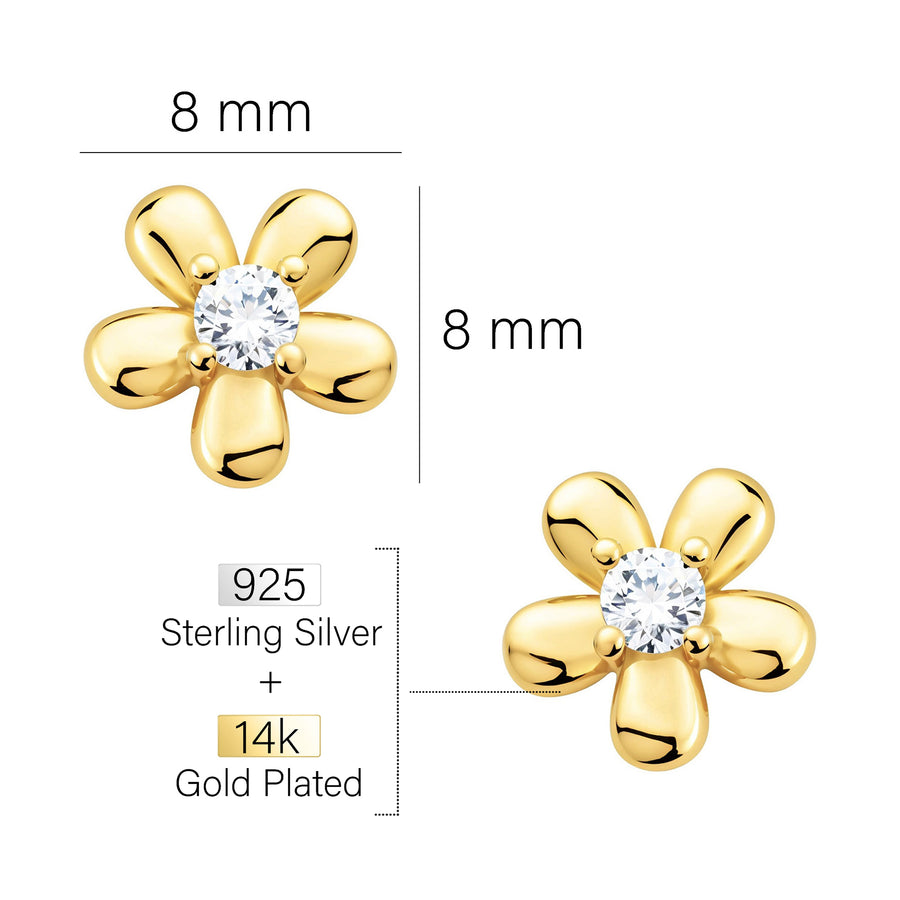 Maßenansicht von Zirkonia Ohrstecker in 925 Silber von Sofia Milani - E2955