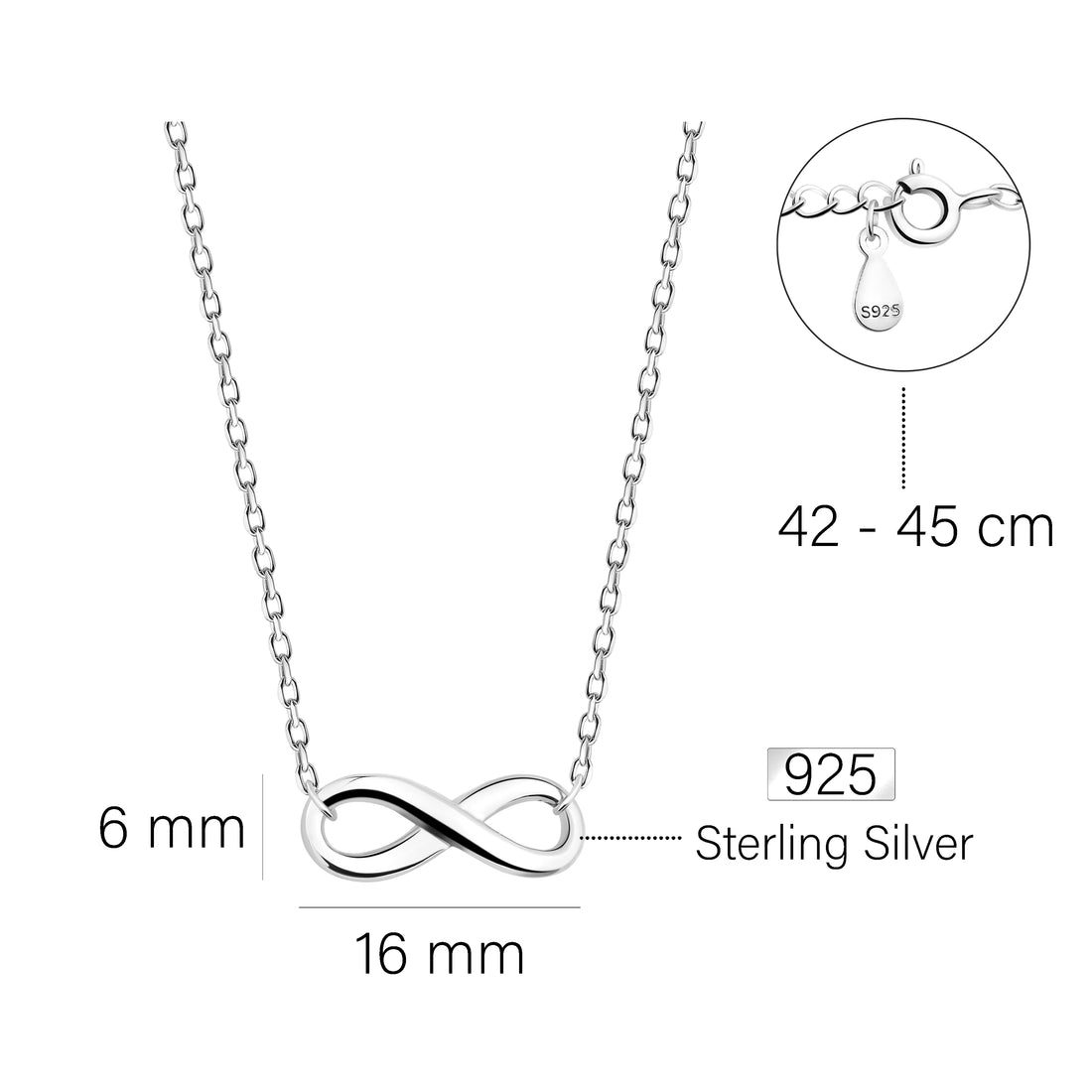 Unendlich Halskette in 925 Silber
