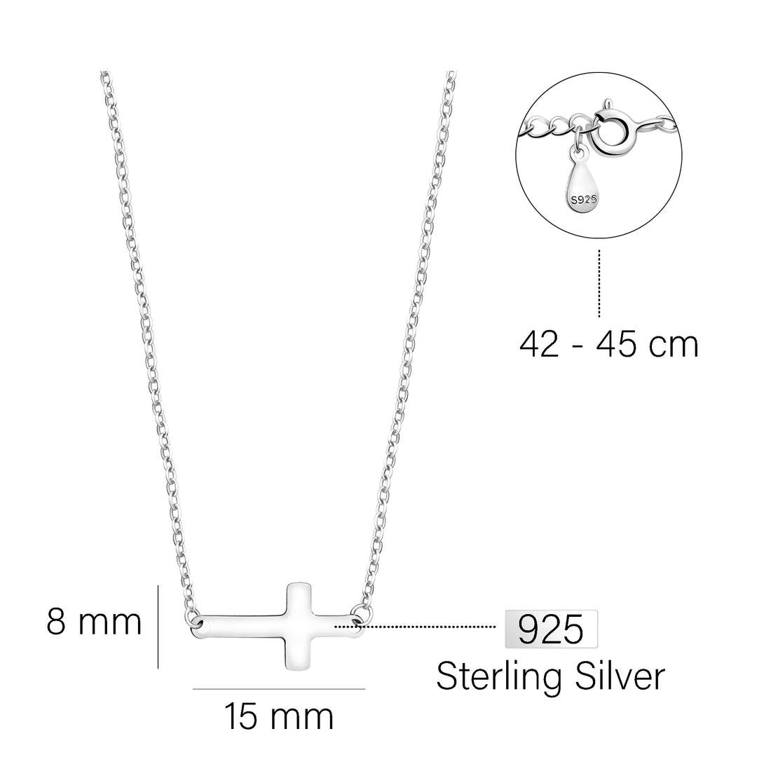 Kreuz Halskette in 925 Silber