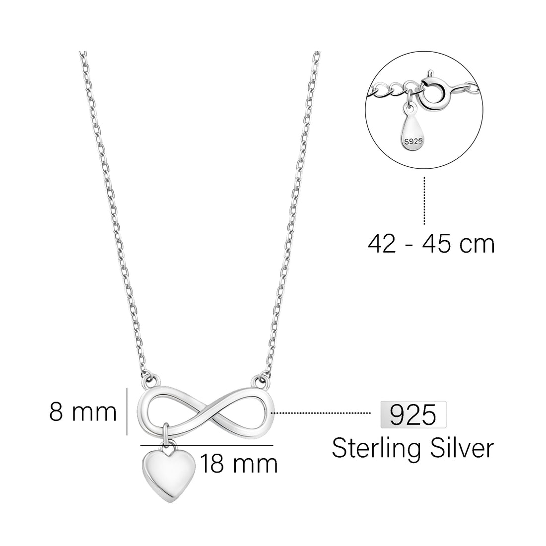 Herz Halskette in 925 Silber