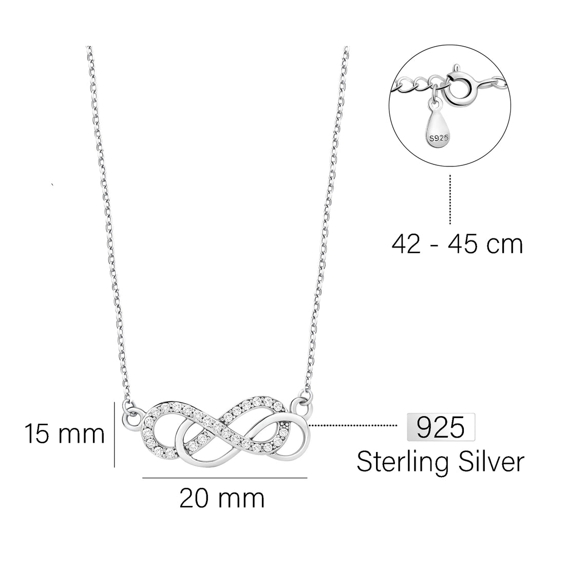 Unendlich Halskette in 925 Silber
