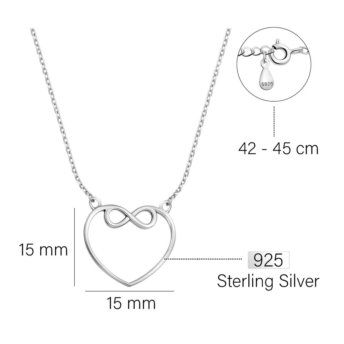 Herz Halskette in 925 Silber