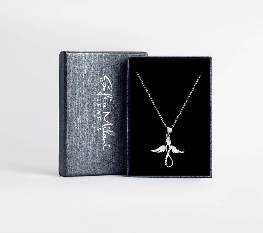 Boxansicht von Flügel Halskette in 925 Silber von Sofia Milani - N0157