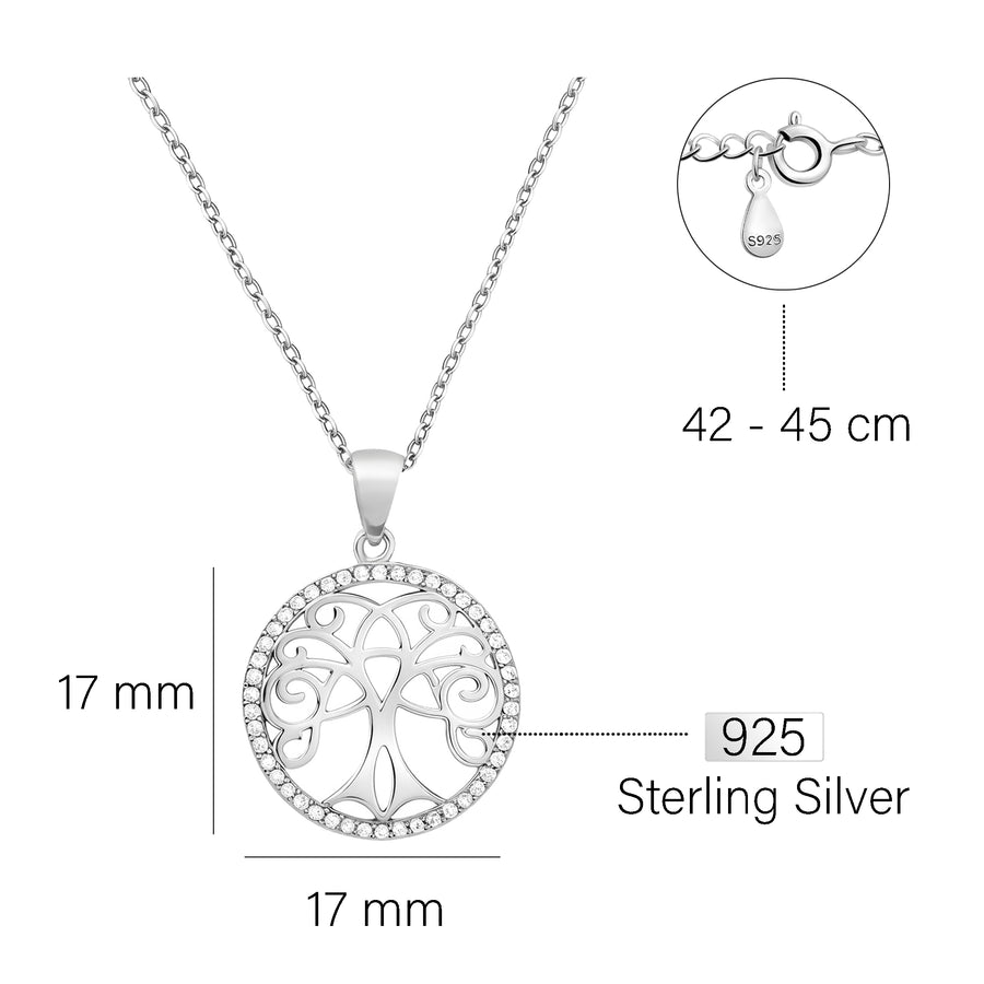 Baum Halskette in 925 Silber