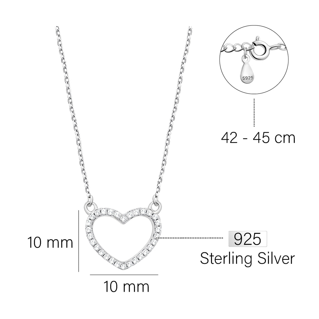 Herz Halskette in 925 Silber