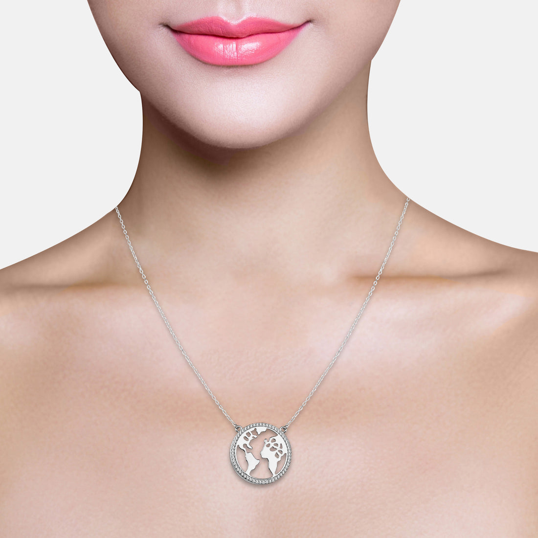 Welt Halskette in 925 Silber