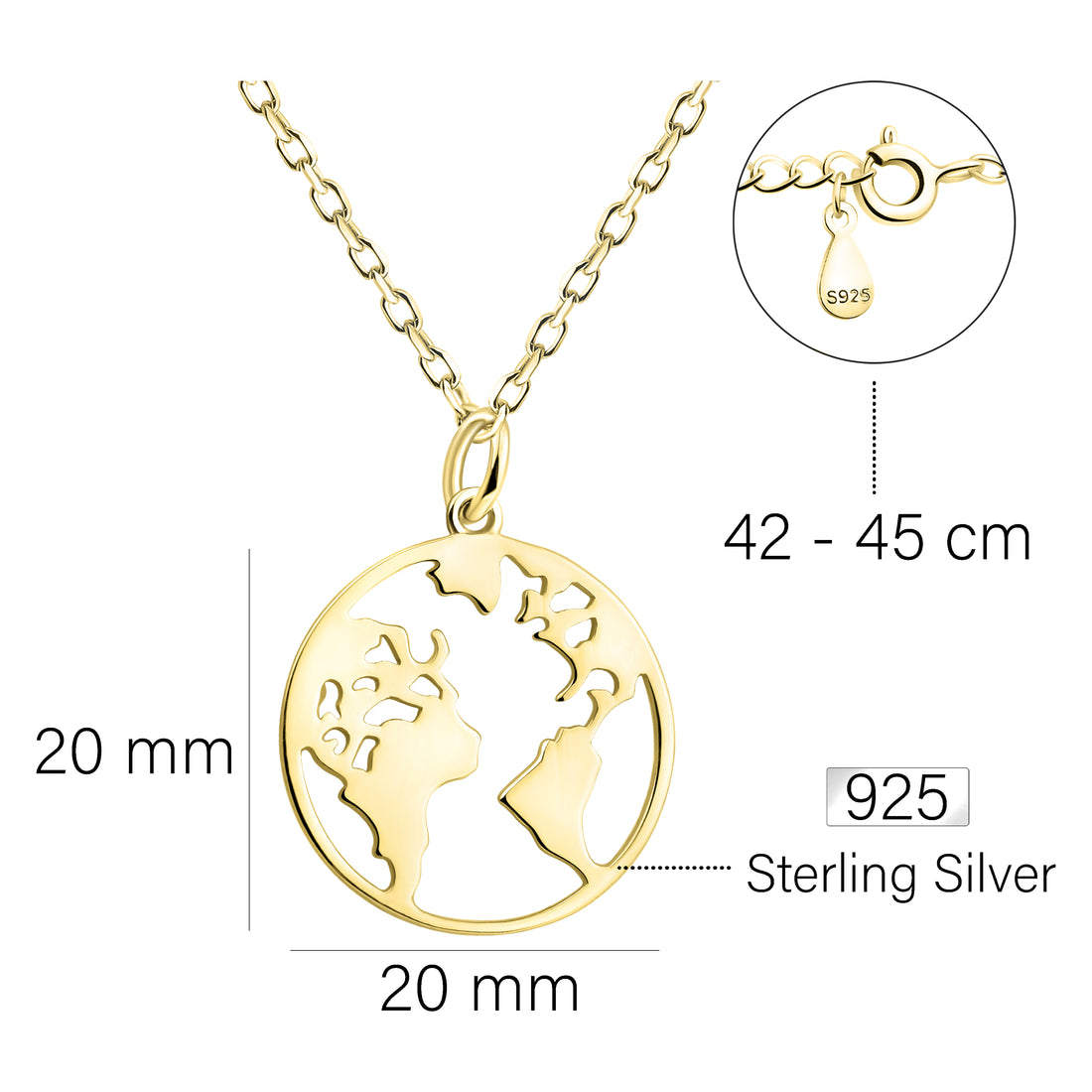 Welt Halskette in 925 Silber
