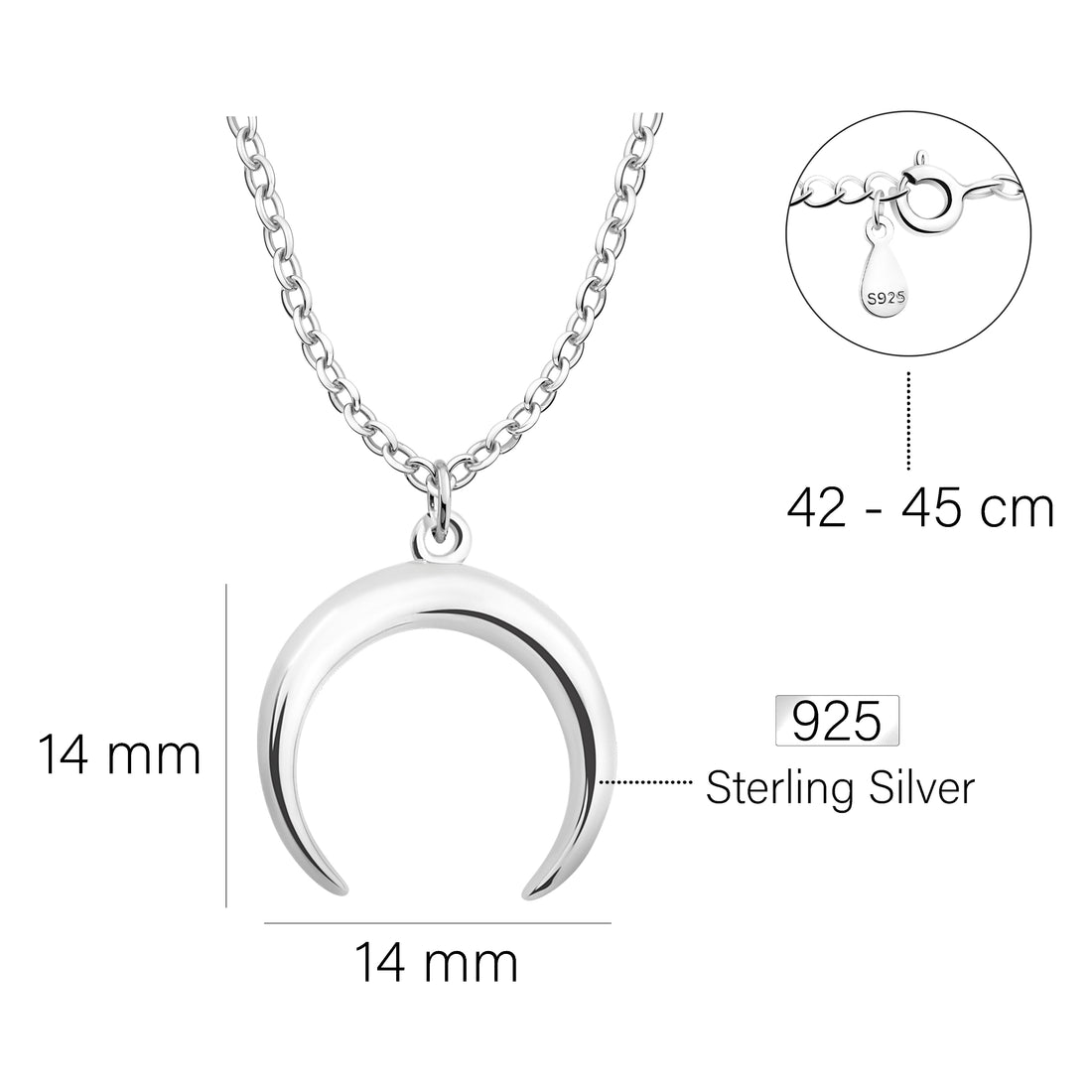 Mond Halskette in 925 Silber