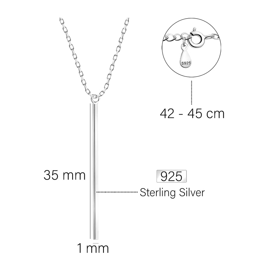 Maßenansicht von Stab Halskette in 925 Silber von Sofia Milani - N0235