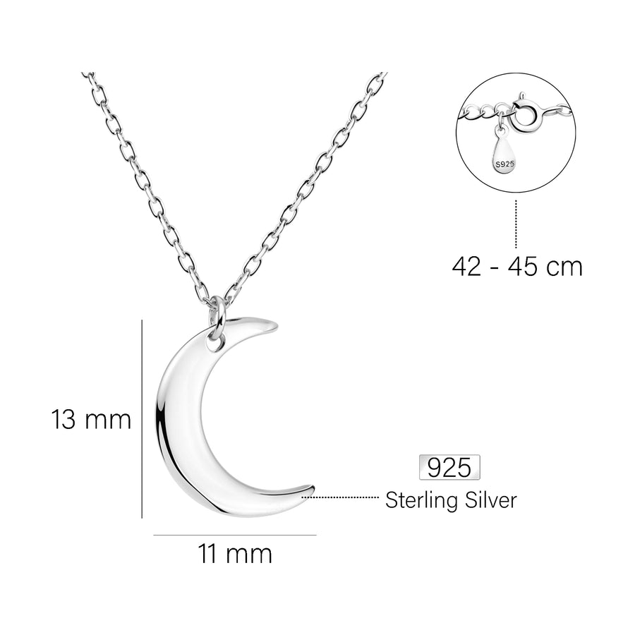 Maßenansicht von Mond Halskette in 925 Silber von Sofia Milani - N0241