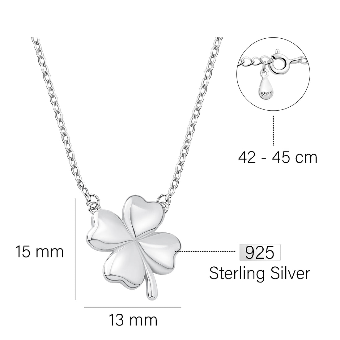 Blatt Halskette in 925 Silber