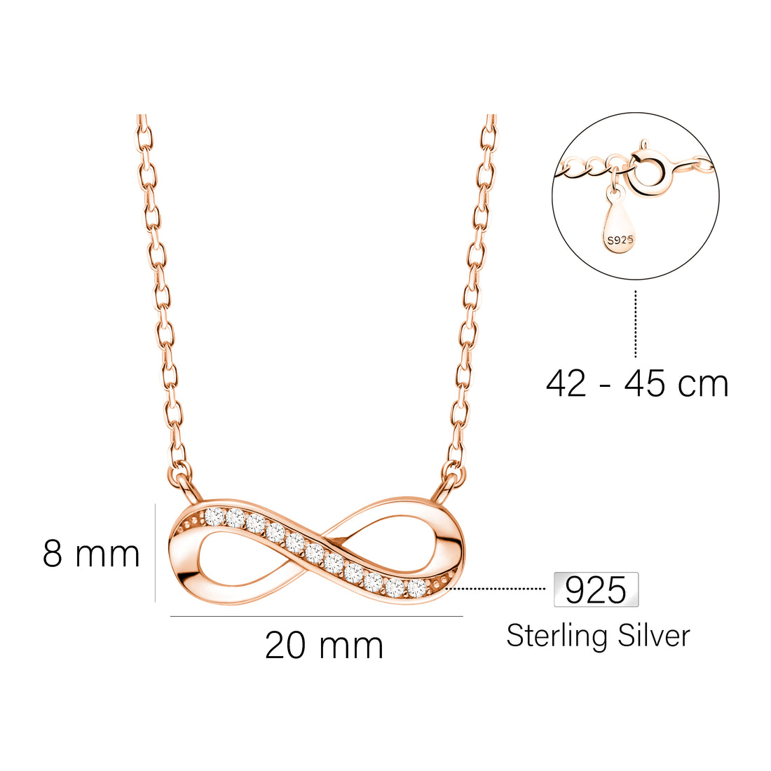 Unendlich Halskette in 925 Silber