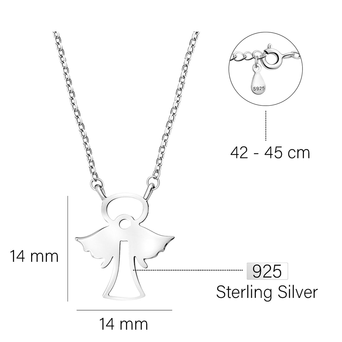 Flügel Halskette in 925 Silber