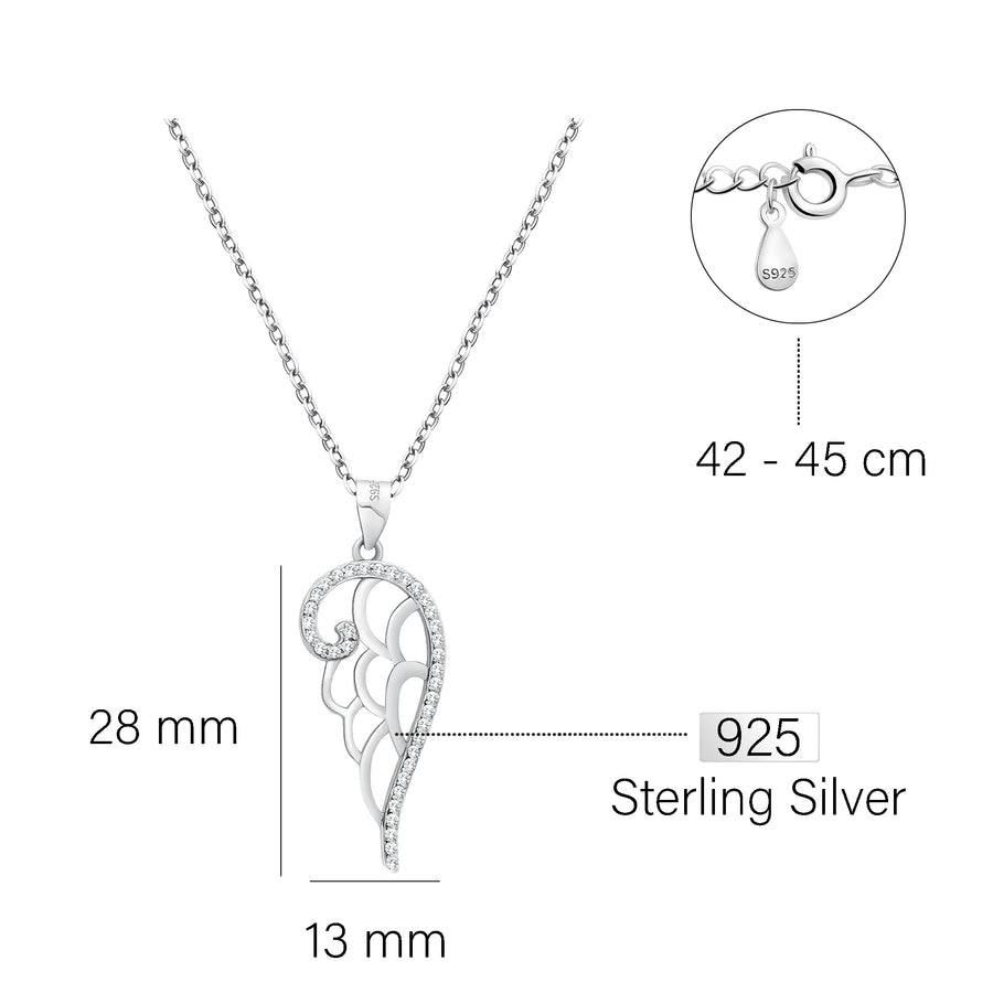 Flügel Halskette in 925 Silber