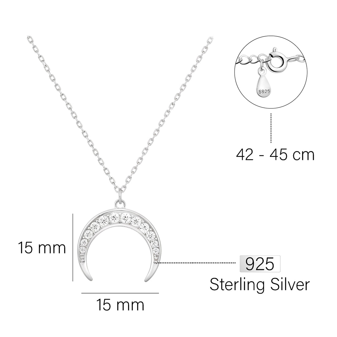 Mond Halskette in 925 Silber