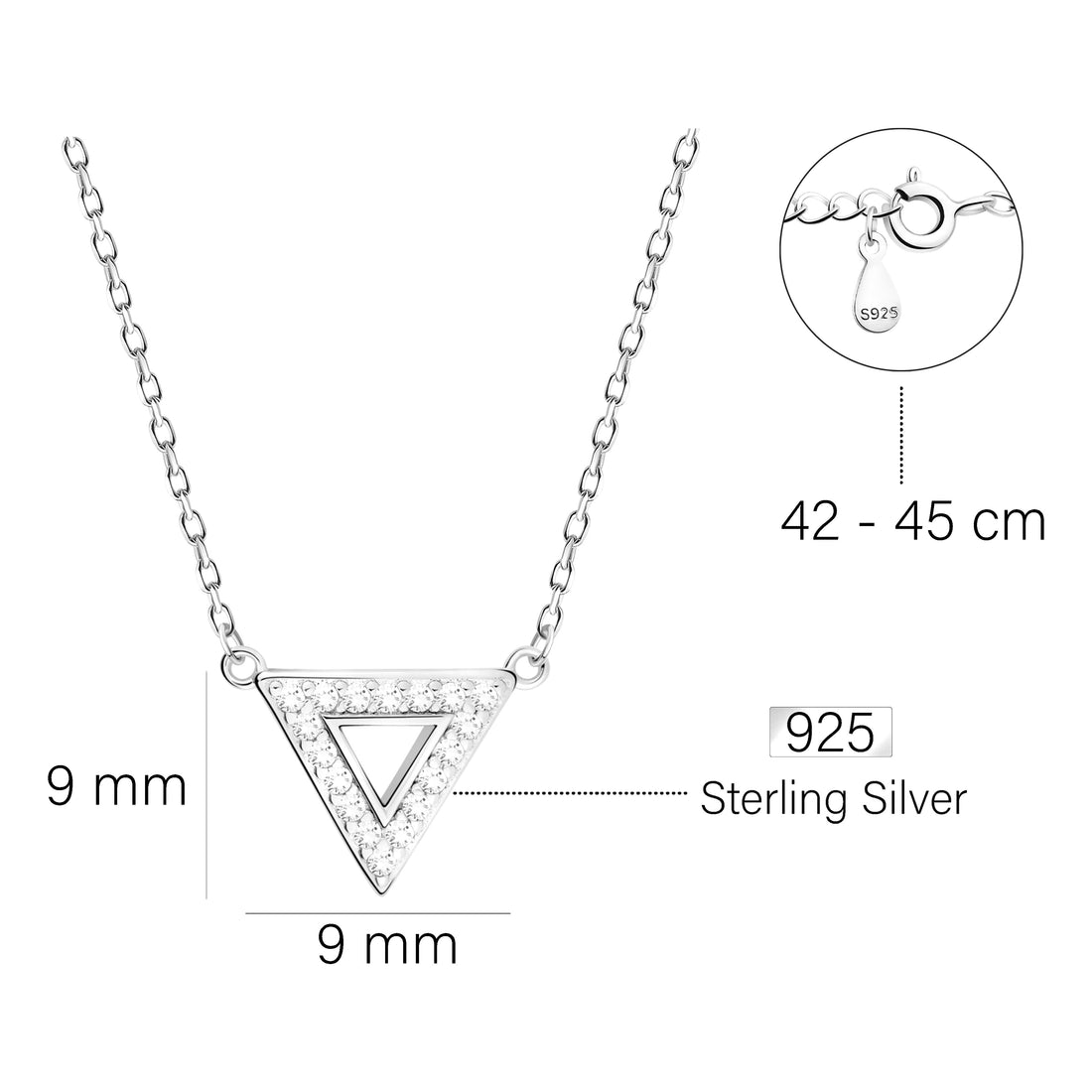 Dreieck Halskette in 925 Silber