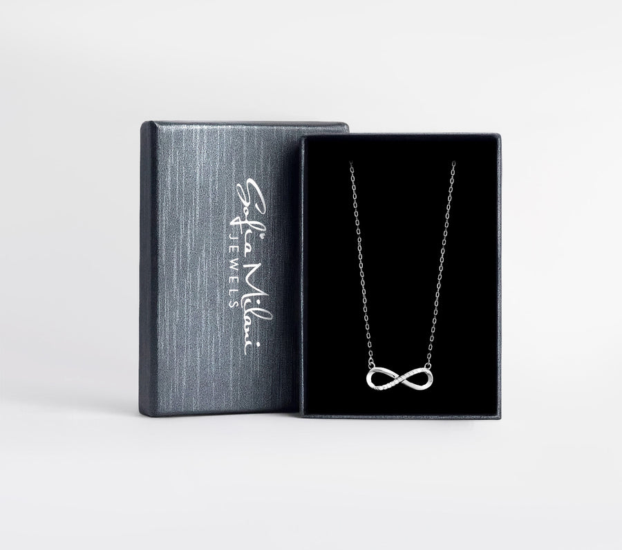 Boxansicht von Unendlich Infinity Halskette in 925 Silber von Sofia Milani - N0273