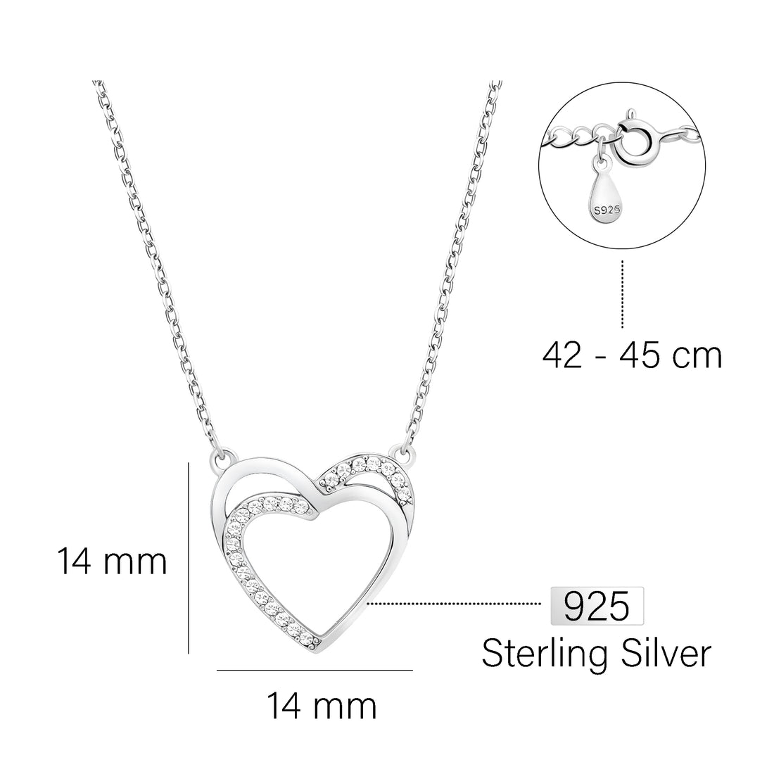 Herz Halskette in 925 Silber
