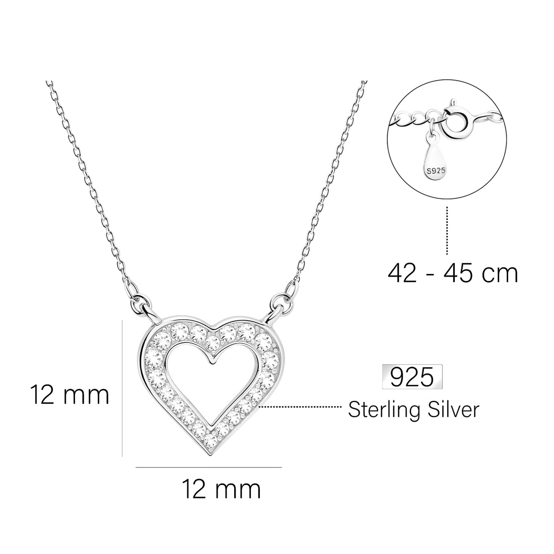 Herz Halskette in 925 Silber
