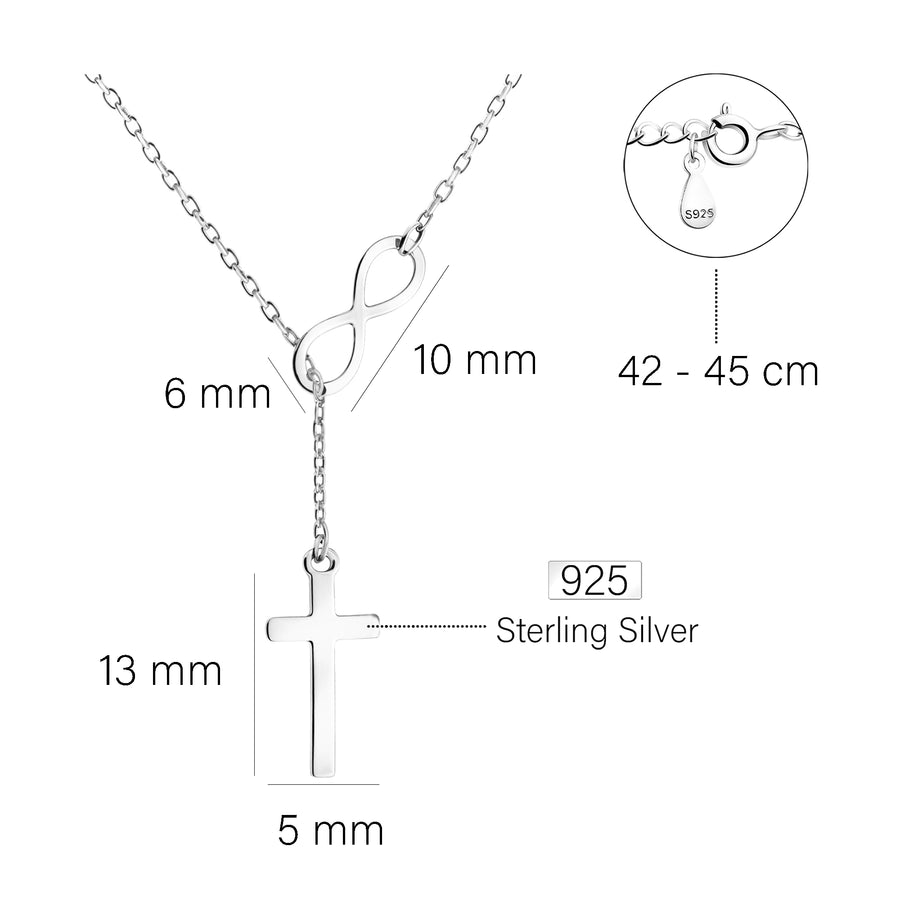 Maßenansicht von Kreuz Halskette in 925 Silber von Sofia Milani - N0314