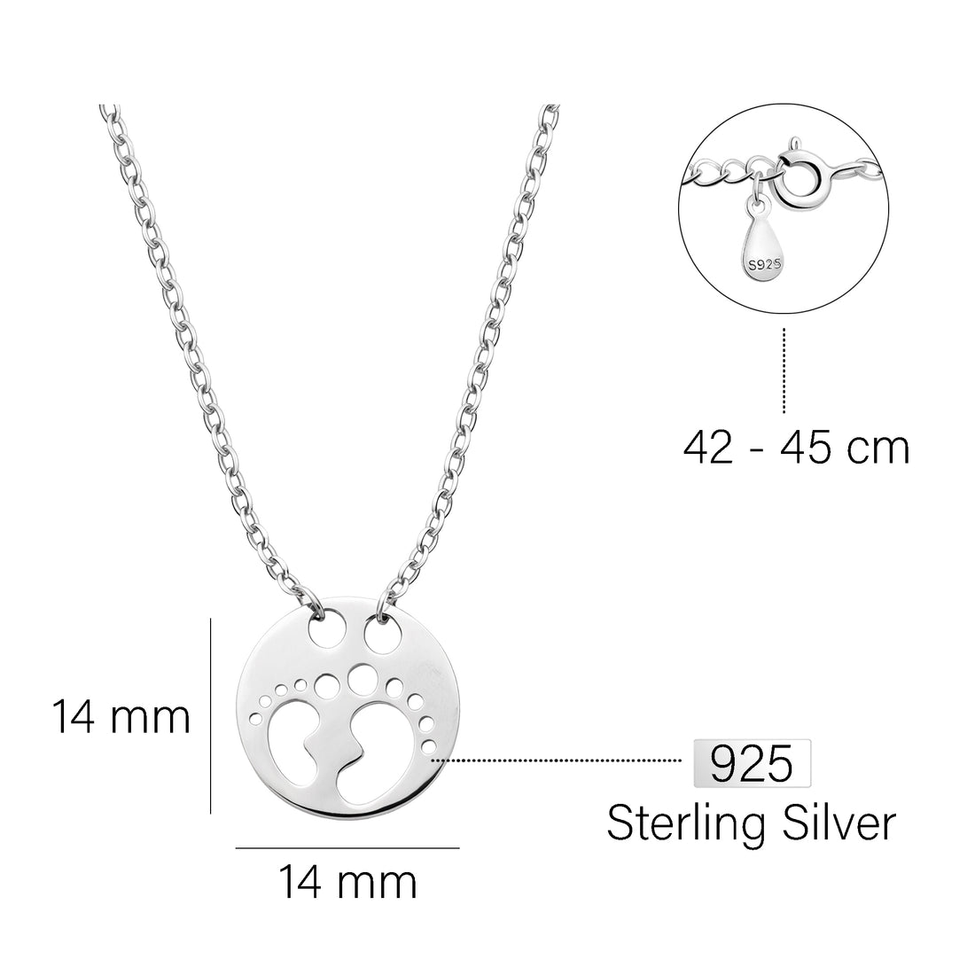 Fuß Halskette in 925 Silber