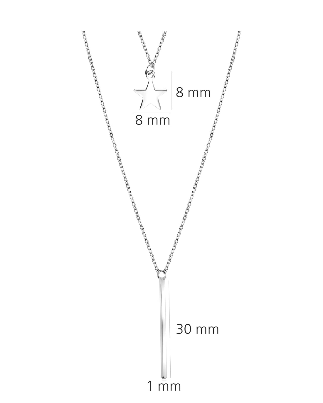 Stab Halskette in 925 Silber