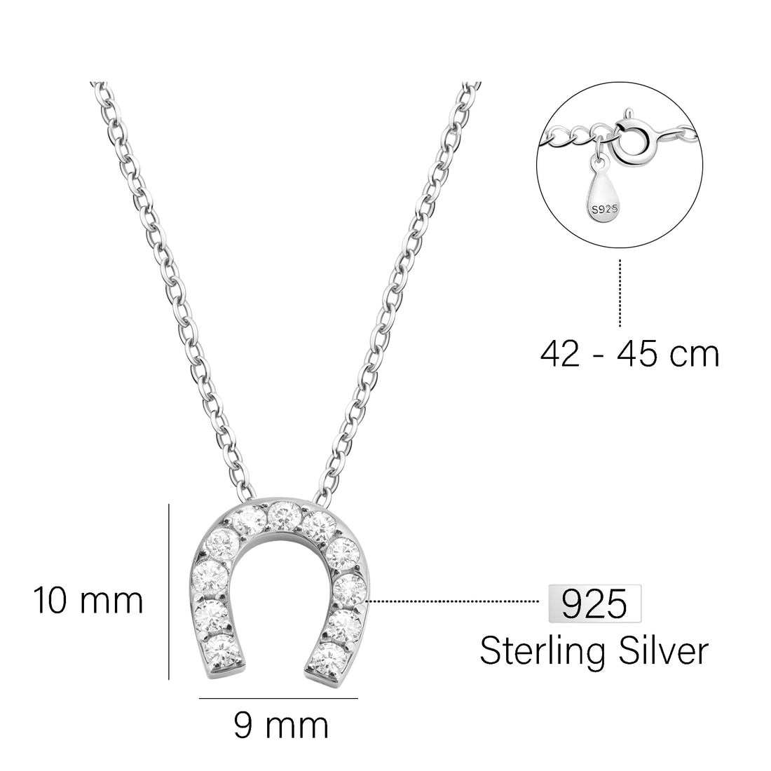 Hufeisen Halskette in 925 Silber