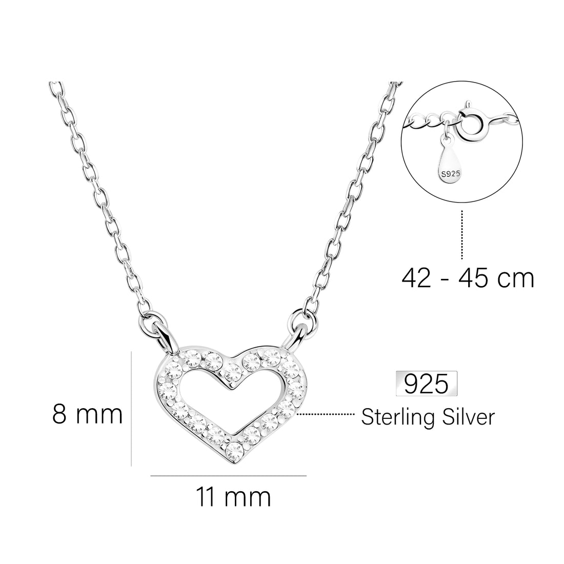 Herz Halskette in 925 Silber