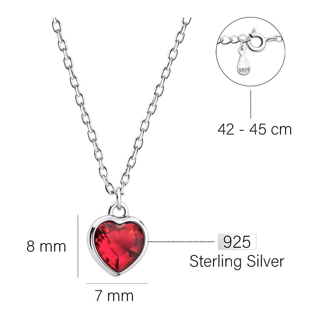 Herz Halskette in 925 Silber