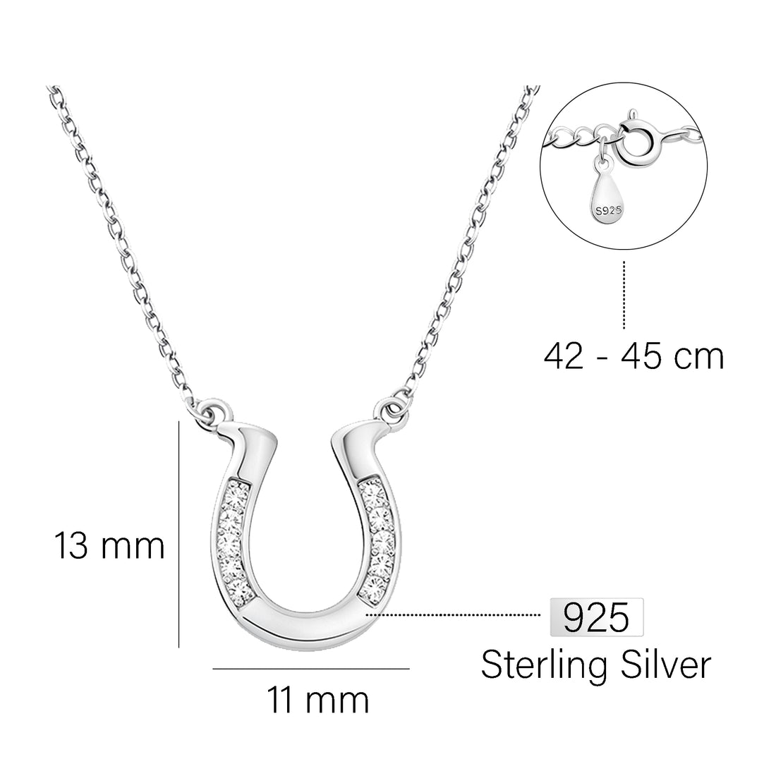 Hufeisen Halskette in 925 Silber