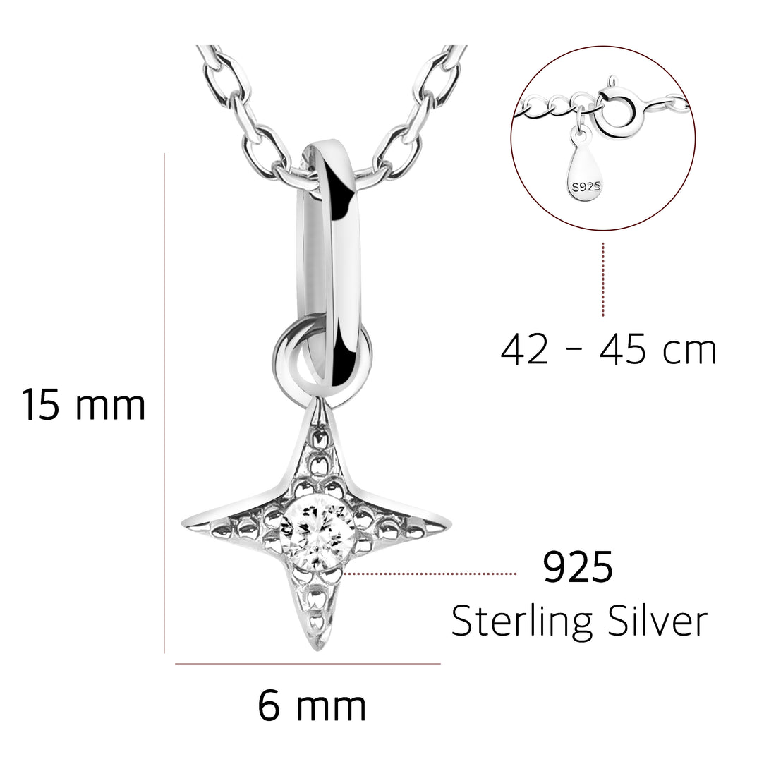Stern Halskette in 925 Silber