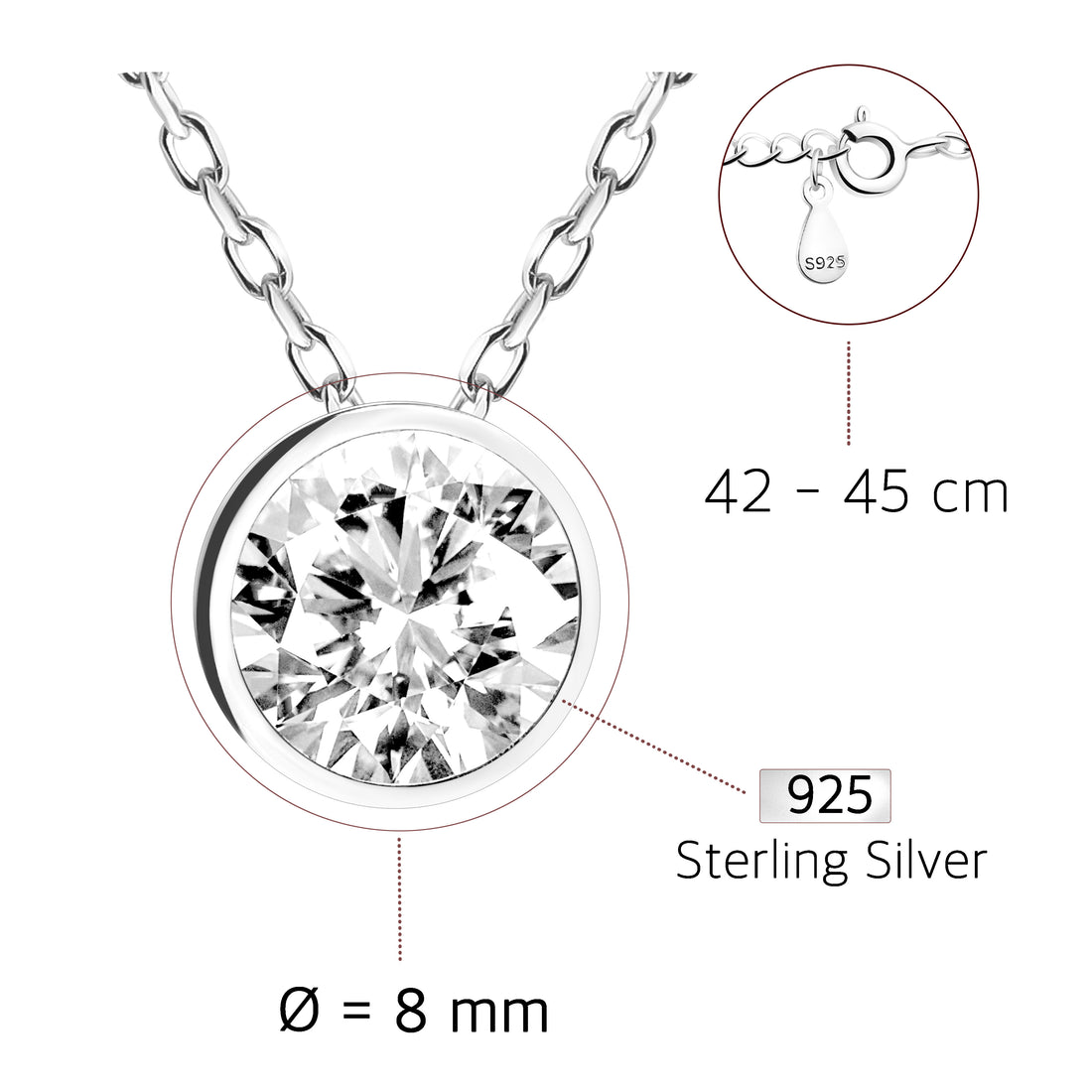 Zirconia Halskette in 925 Silber