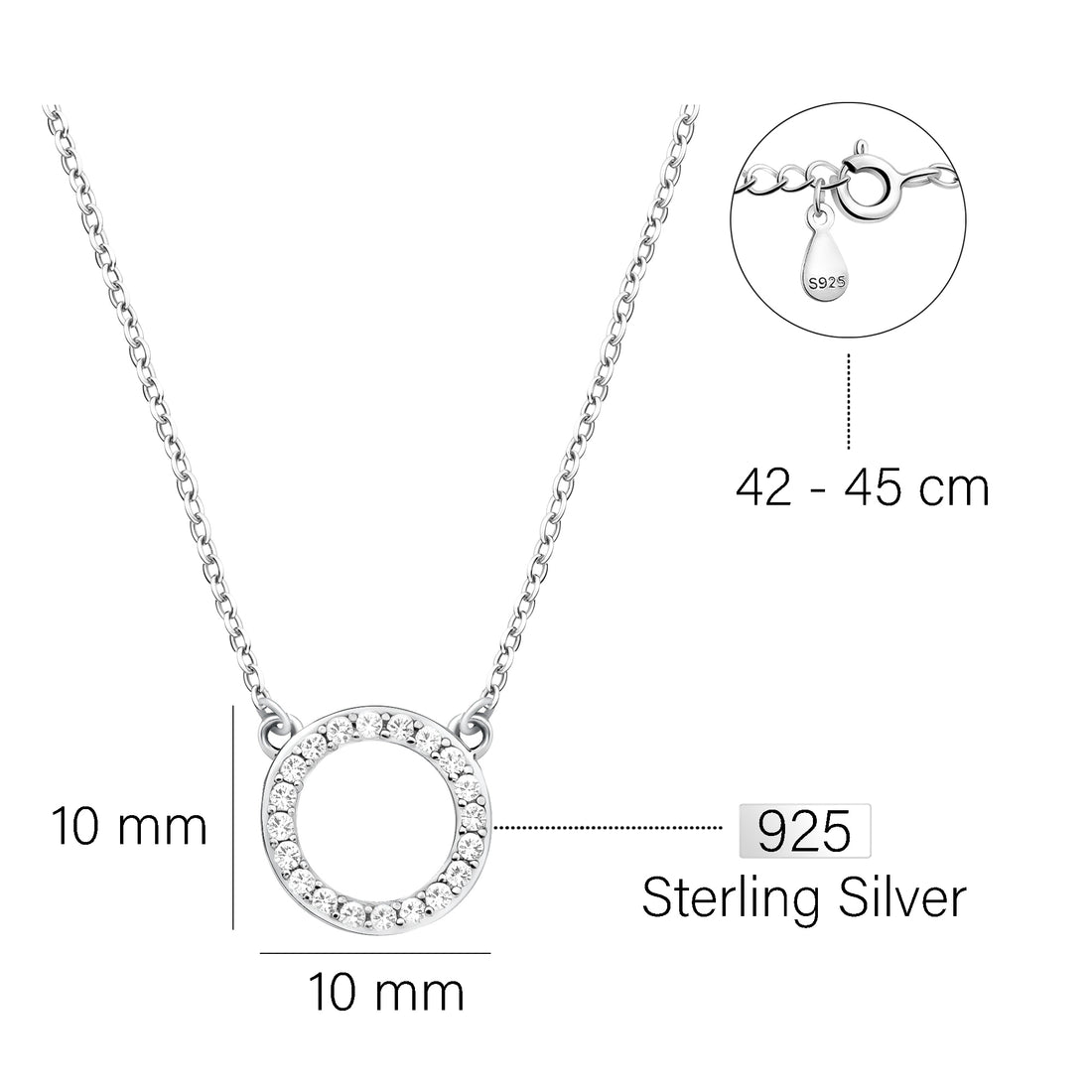 Kreis Halskette in 925 Silber