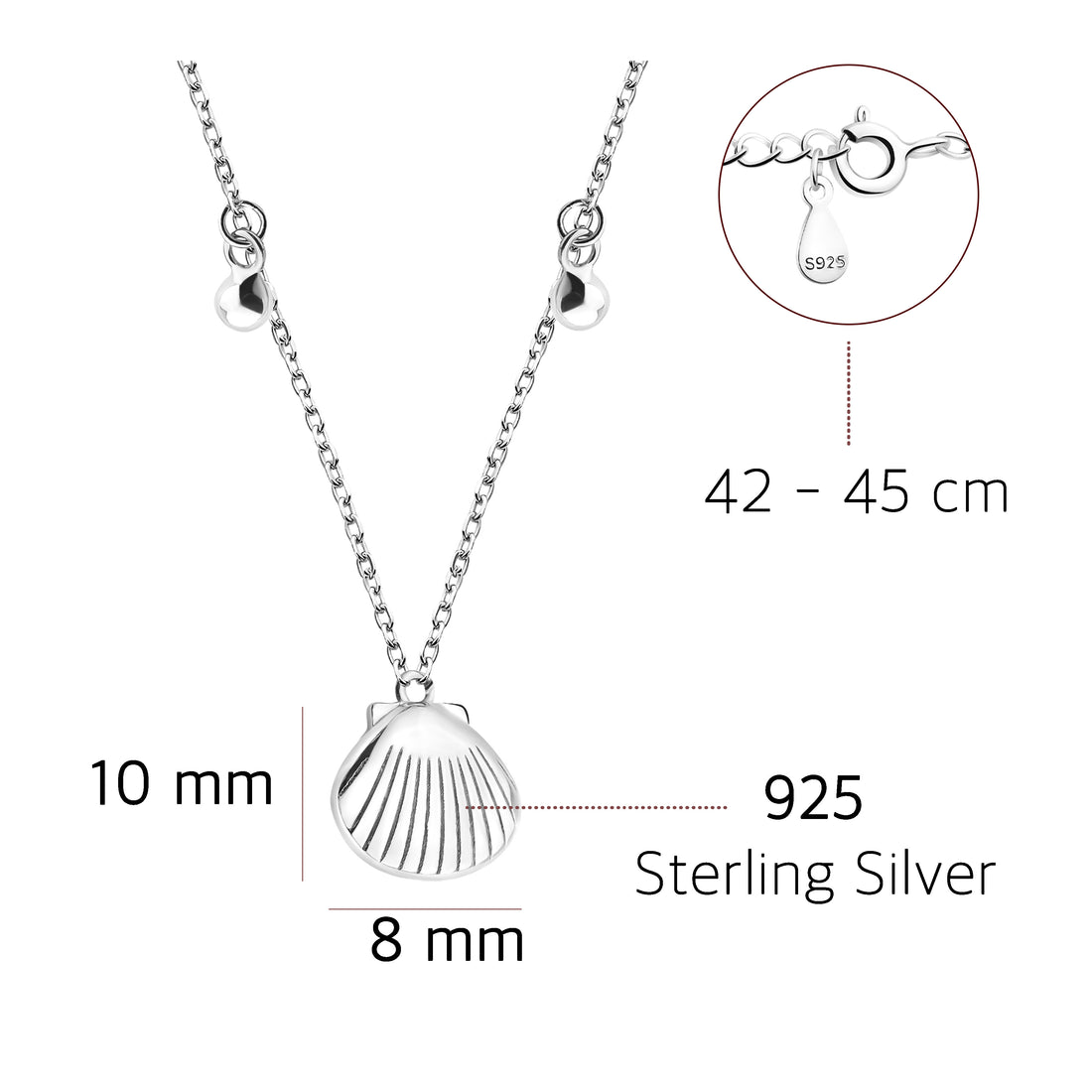Muschel Halskette in 925 Silber