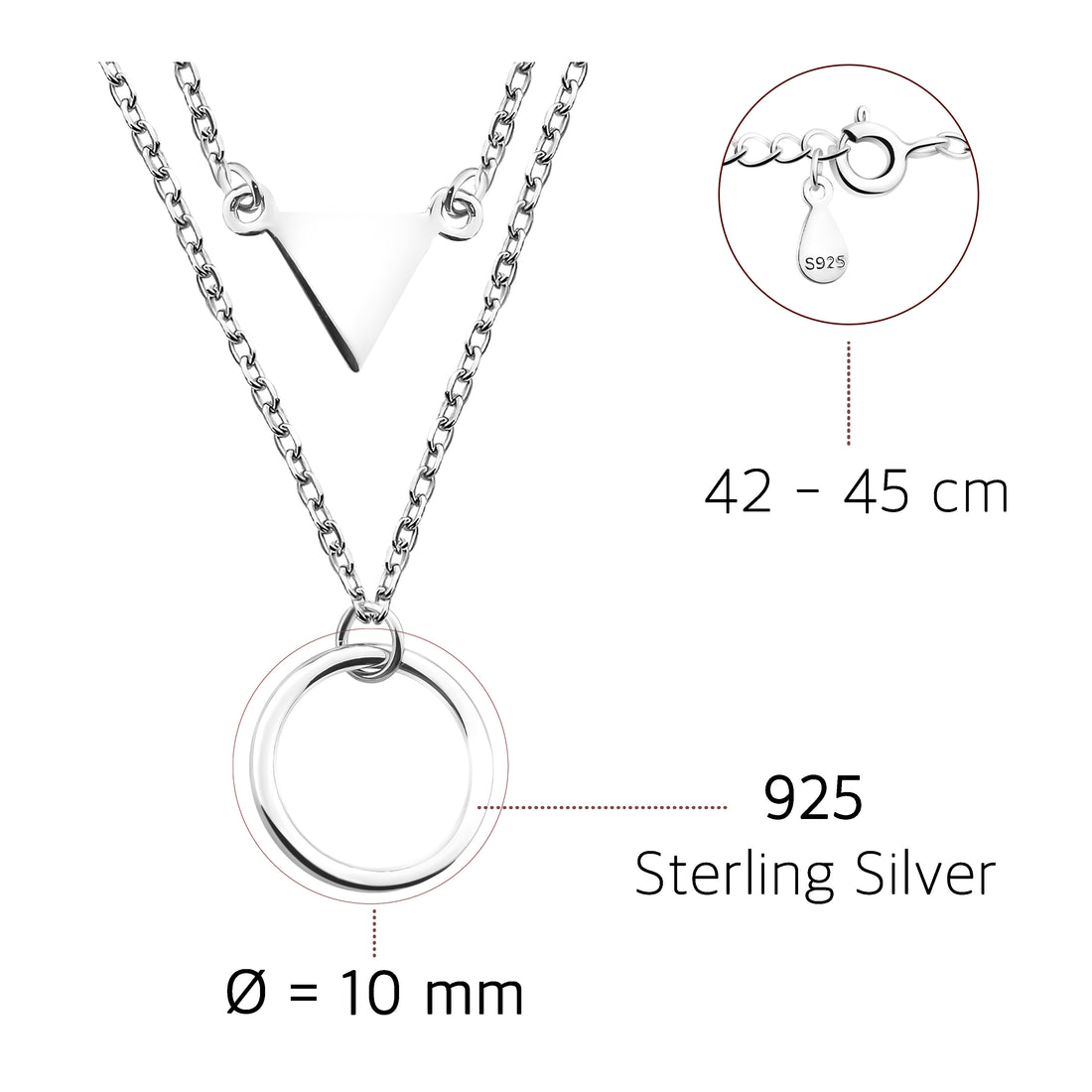 Dreieck Halskette in 925 Silber