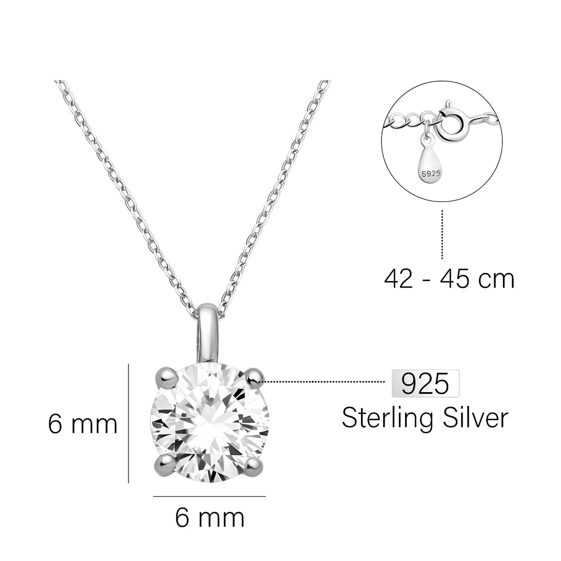 Zirconia Halskette in 925 Silber