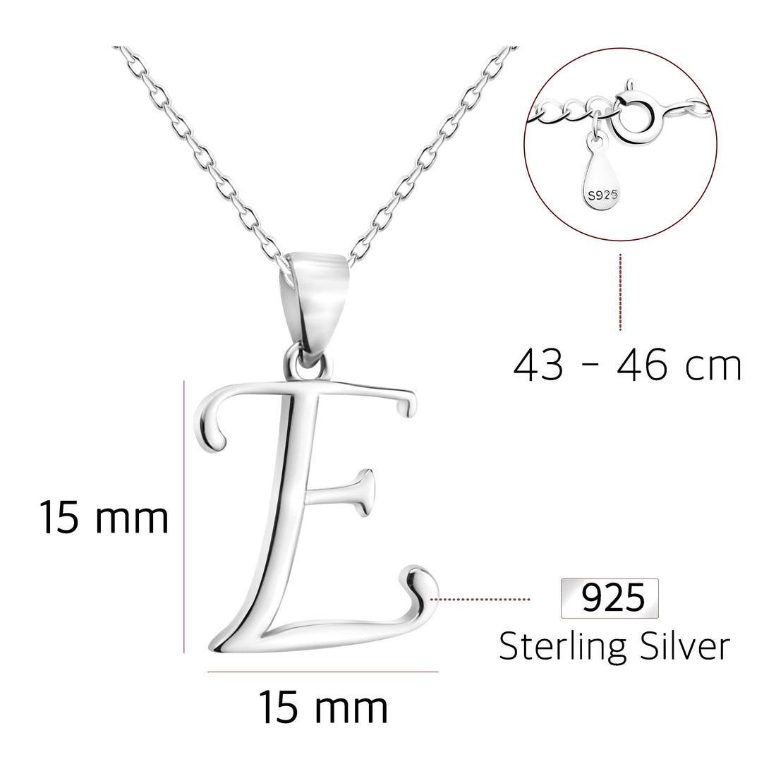 Buchstabe Halskette in 925 Silber
