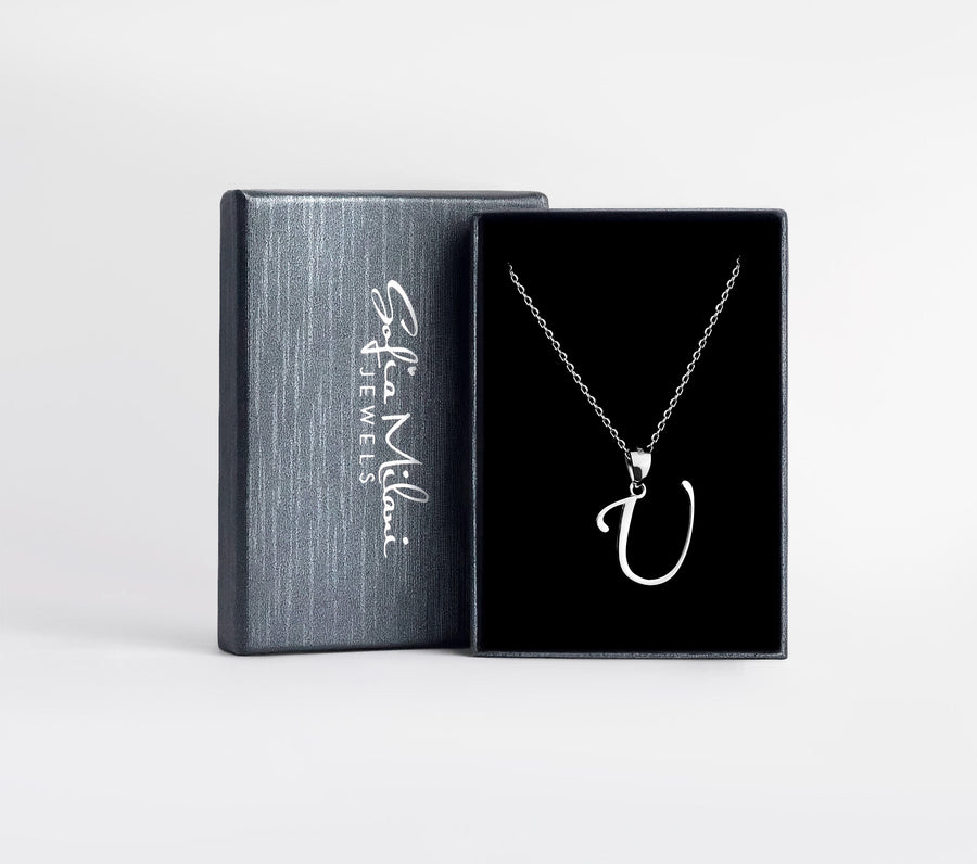 Buchstabe Halskette in 925 Silber