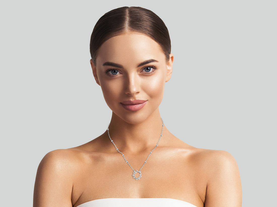 Blatt Halskette in 925 Silber