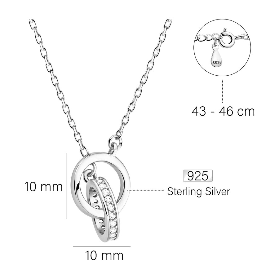 Maßenansicht von Ring Halskette in 925 Silber von Sofia Milani - N0374