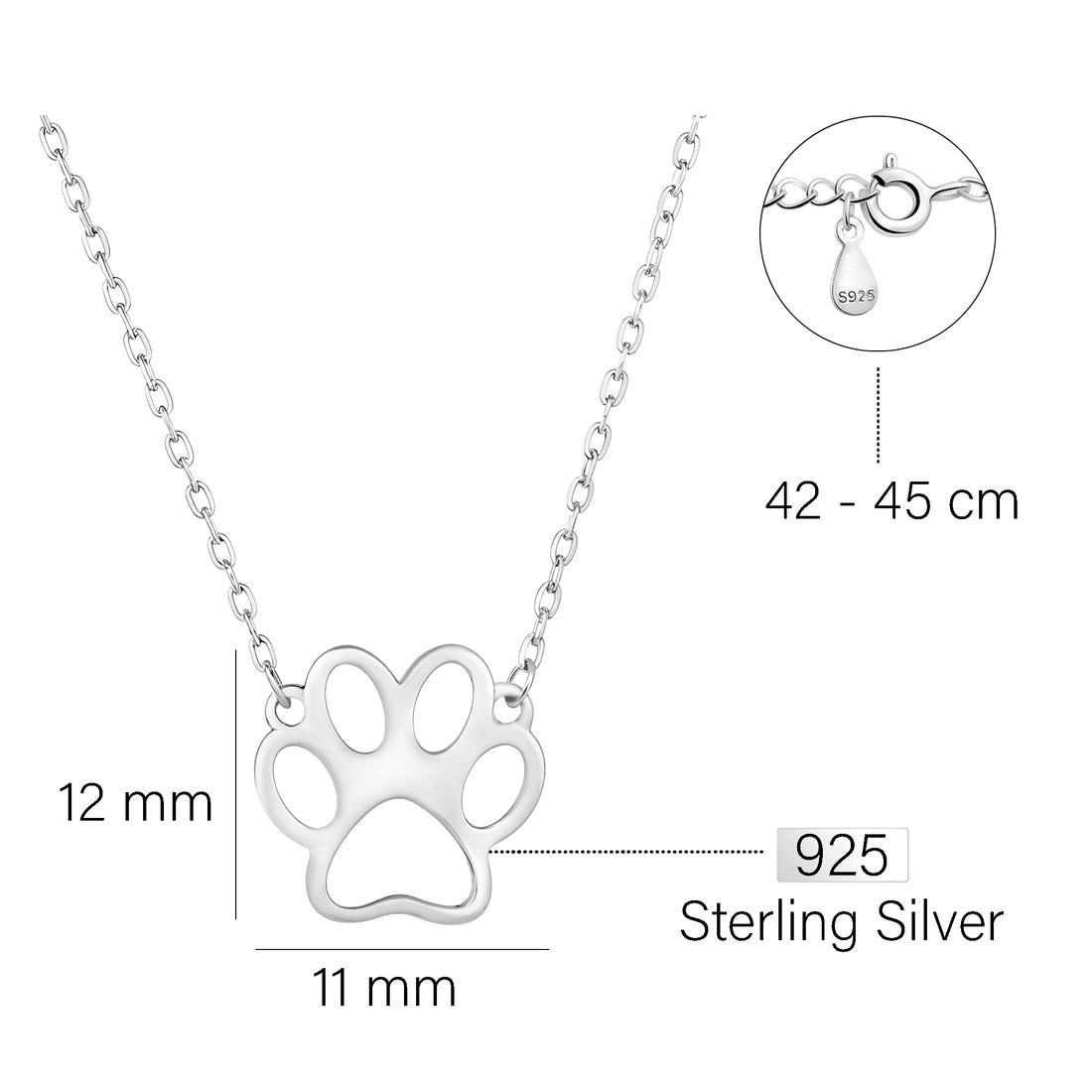 Pfote Halskette in 925 Silber