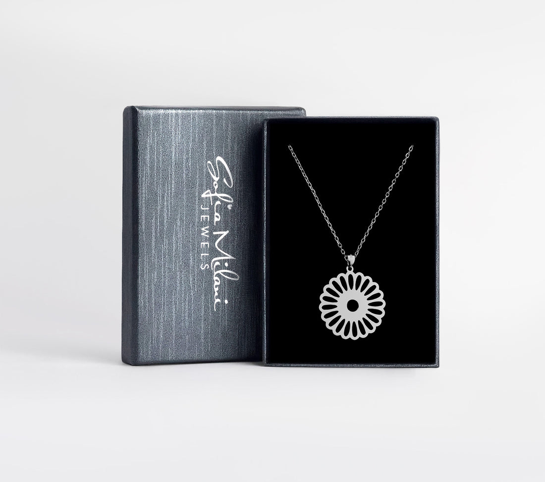 Blume Halskette in 925 Silber