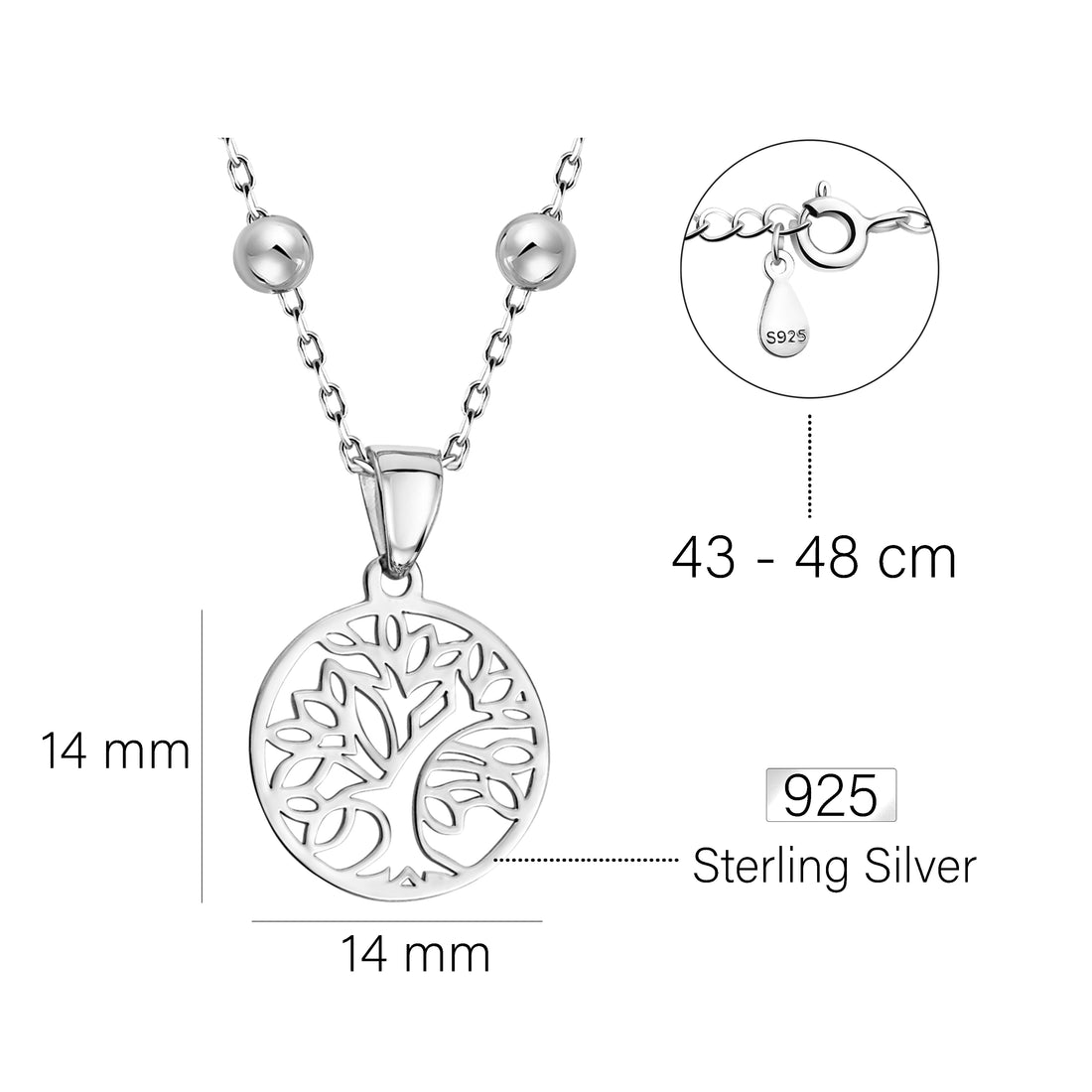 Lebensbaum Halskette in 925 Silber